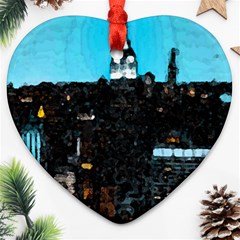 City Town Heart Ornament (two Sides) by snowwhitegirl