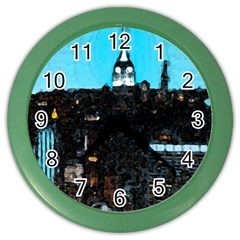 City Town Color Wall Clock by snowwhitegirl