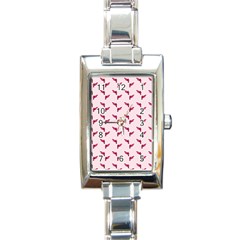 Pink Parrot Pattern Rectangle Italian Charm Watch by snowwhitegirl