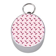 Pink Parrot Pattern Mini Silver Compasses by snowwhitegirl