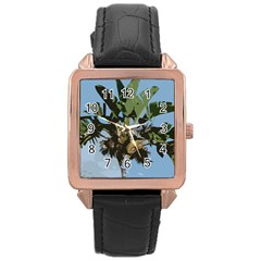 Palm Tree Rose Gold Leather Watch  by snowwhitegirl