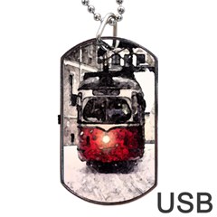 Winter Trolley Dog Tag Usb Flash (two Sides) by snowwhitegirl