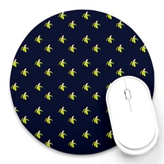 Peeled Banana On Blue Round Mousepads by snowwhitegirl