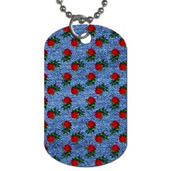 Blue Denim And Roses Dog Tag (one Side) by snowwhitegirl