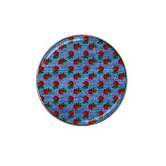 Blue Denim And Roses Hat Clip Ball Marker (4 Pack) by snowwhitegirl