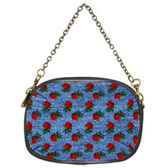 Blue Denim And Roses Chain Purse (one Side) by snowwhitegirl