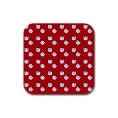 Lazy Bat One Red Pattern Rubber Square Coaster (4 Pack)  by snowwhitegirl