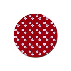 Lazy Bat One Red Pattern Rubber Round Coaster (4 Pack)  by snowwhitegirl