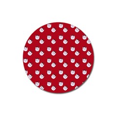 Lazy Bat One Red Pattern Magnet 3  (round) by snowwhitegirl