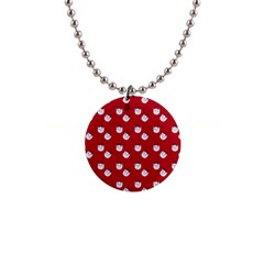 Lazy Bat One Red Pattern 1  Button Necklace