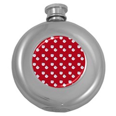 Lazy Bat One Red Pattern Round Hip Flask (5 Oz) by snowwhitegirl