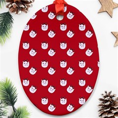 Lazy Bat One Red Pattern Oval Ornament (two Sides) by snowwhitegirl