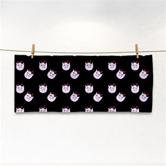 Lazy Bat On Black Pattern Hand Towel by snowwhitegirl