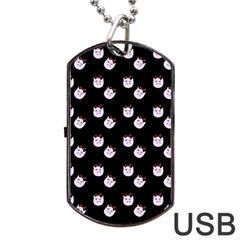 Lazy Bat On Black Pattern Dog Tag Usb Flash (one Side) by snowwhitegirl