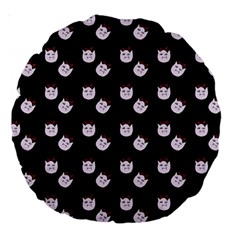 Lazy Bat On Black Pattern Large 18  Premium Round Cushions by snowwhitegirl