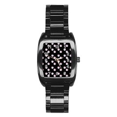 Lazy Bat On Black Pattern Stainless Steel Barrel Watch