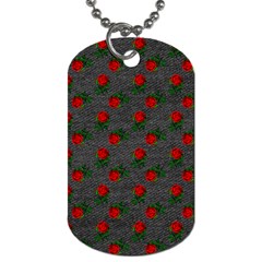 Black Denim And Roses Dog Tag (one Side) by snowwhitegirl