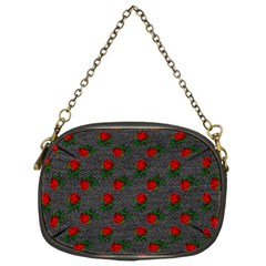 Black Denim And Roses Chain Purse (one Side) by snowwhitegirl