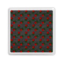 Black Denim And Roses Memory Card Reader (square) by snowwhitegirl