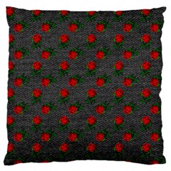 Black Denim And Roses Standard Flano Cushion Case (two Sides) by snowwhitegirl