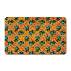 Orange Denim And Roses Magnet (rectangular) by snowwhitegirl