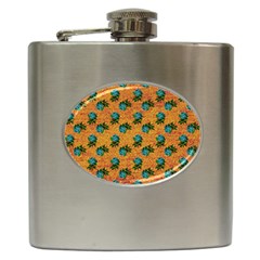 Orange Denim And Roses Hip Flask (6 Oz) by snowwhitegirl