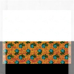 Orange Denim And Roses Rectangular Jigsaw Puzzl by snowwhitegirl