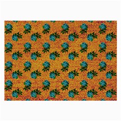 Orange Denim And Roses Large Glasses Cloth by snowwhitegirl