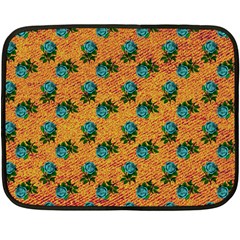 Orange Denim And Roses Double Sided Fleece Blanket (mini)  by snowwhitegirl