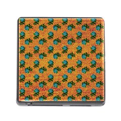 Orange Denim And Roses Memory Card Reader (square 5 Slot) by snowwhitegirl