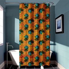 Orange Denim And Roses Shower Curtain 36  X 72  (stall)  by snowwhitegirl