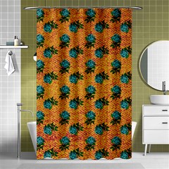 Orange Denim And Roses Shower Curtain 48  X 72  (small)  by snowwhitegirl