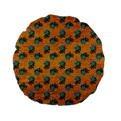 Orange Denim And Roses Standard 15  Premium Flano Round Cushions by snowwhitegirl