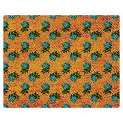 Orange Denim And Roses Double Sided Flano Blanket (medium)  by snowwhitegirl