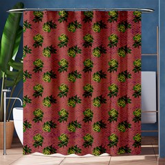 Pink Denim And Roses Shower Curtain 60  X 72  (medium)  by snowwhitegirl