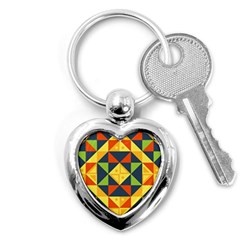 Background Geometric Color Plaid Key Chain (heart) by Mariart