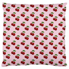 Retro Pink Cherries Large Flano Cushion Case (two Sides) by snowwhitegirl