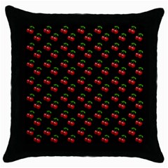 Retro Black Cherries Throw Pillow Case (black) by snowwhitegirl