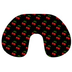 Retro Black Cherries Travel Neck Pillow by snowwhitegirl