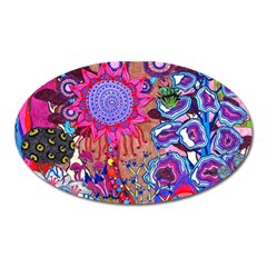 Red Flower Abstract  Oval Magnet by okhismakingart