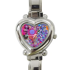 Red Flower Abstract  Heart Italian Charm Watch by okhismakingart