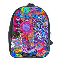 Red Flower Abstract  School Bag (large)