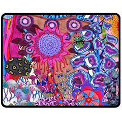 Red Flower Abstract  Double Sided Fleece Blanket (medium)  by okhismakingart