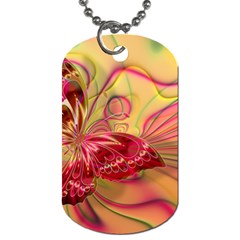 Arrangement Butterfly Pink Dog Tag (one Side)