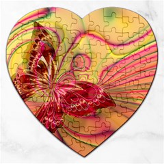 Arrangement Butterfly Pink Jigsaw Puzzle (heart) by HermanTelo