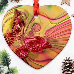 Arrangement Butterfly Pink Heart Ornament (two Sides)