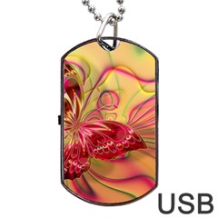 Arrangement Butterfly Pink Dog Tag Usb Flash (two Sides)