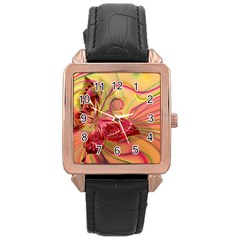 Arrangement Butterfly Pink Rose Gold Leather Watch  by HermanTelo