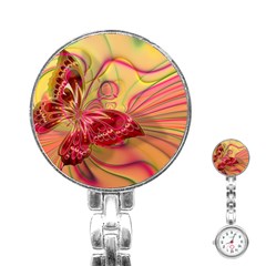 Arrangement Butterfly Pink Stainless Steel Nurses Watch