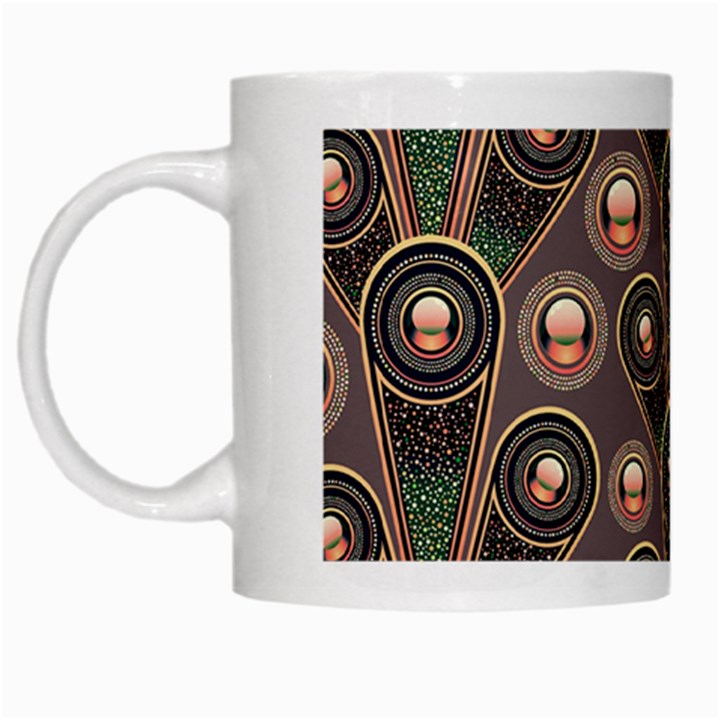 Abstract Pattern Green White Mugs